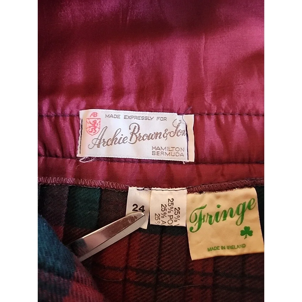 VTG Archie‎ Brown & Son Pleated Skirt Vest Holiday Preppy Red Green Plaid Girl 8